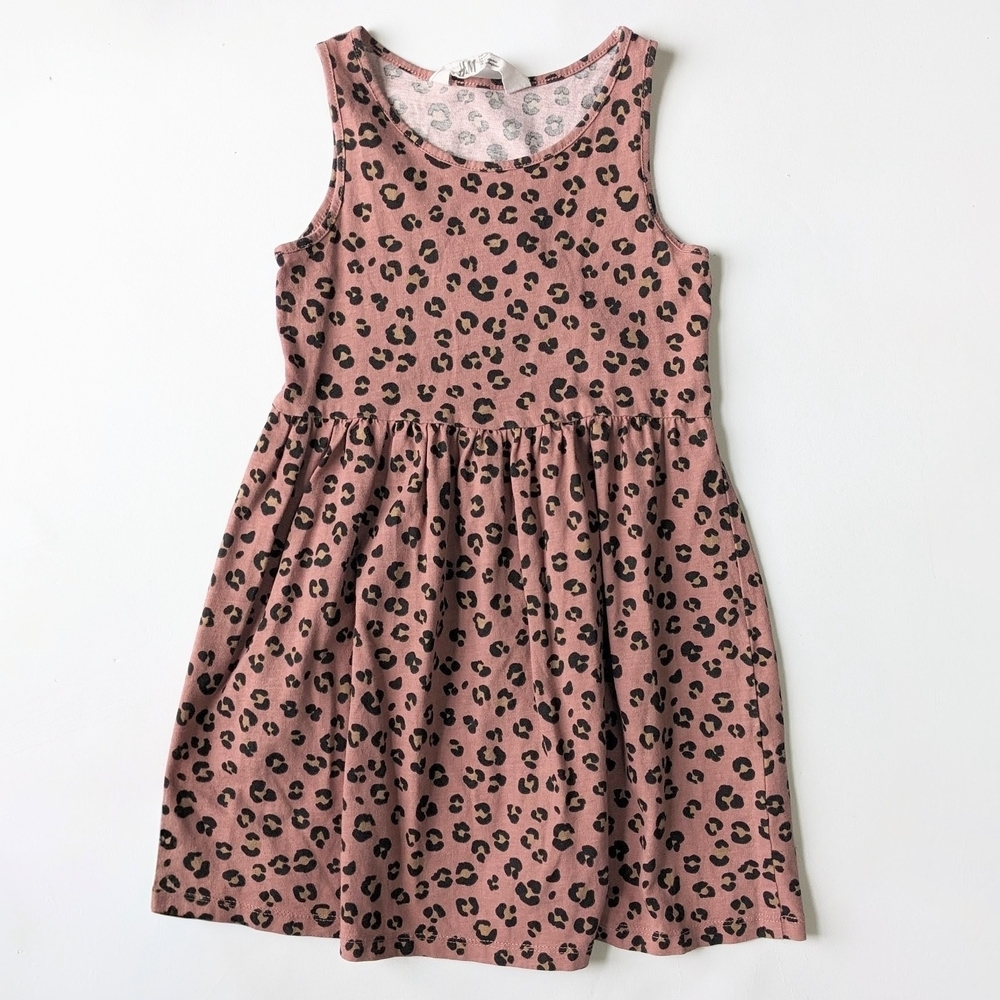 ⚡Girls H&M Rust/Brown Leopard Print Sleeveless Knit Dress